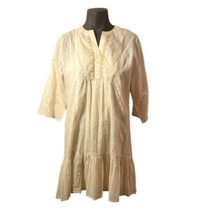 Cost Plus World Market Cotton Cream Pleated Dress